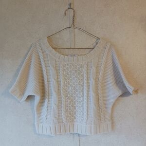 Delia's Brand Chunky Knit Sweater Cropped Sweater Short Sleeve Top Y2K Academia